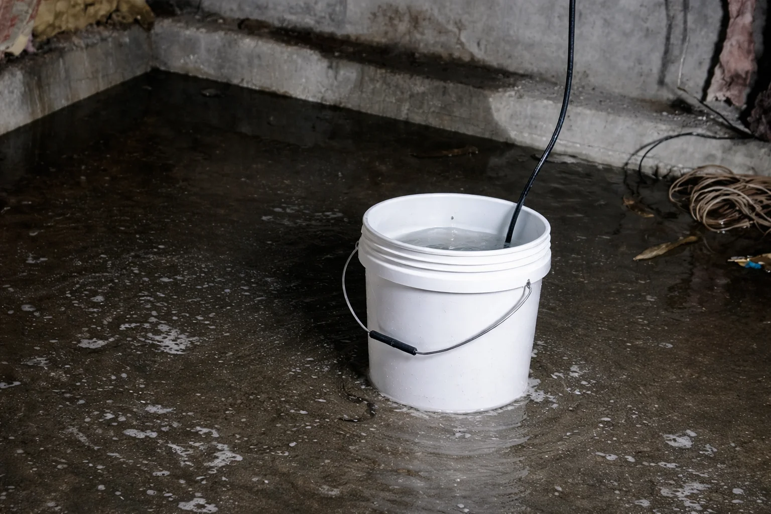 Plumber working on sump pump service in Grimsby home