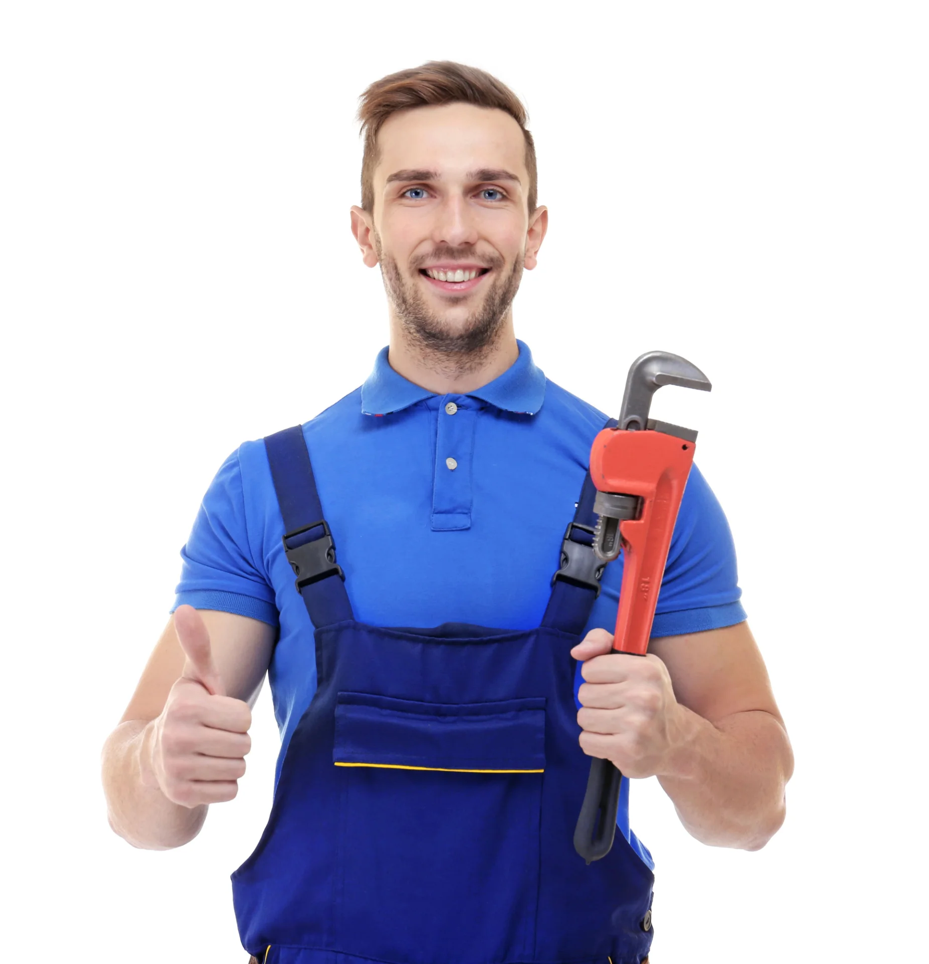 Toilet service technician in bathroom