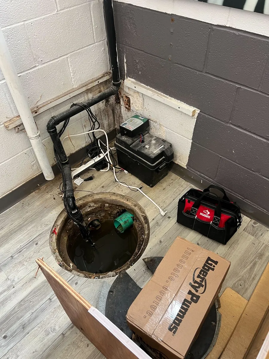 Sump pump system in basement