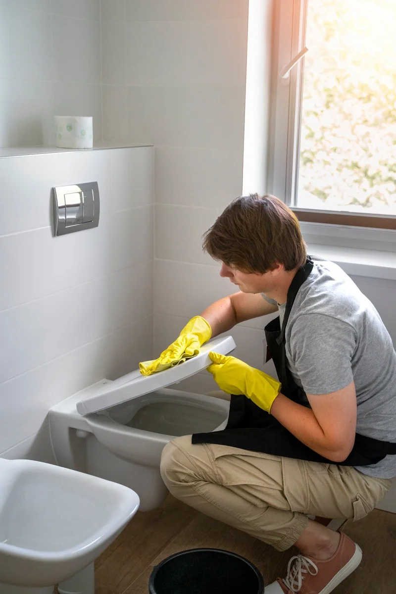 Modern toilet in residential bathroom
